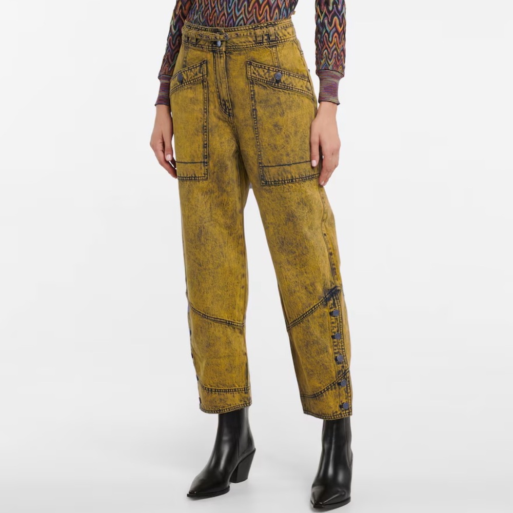 Ulla Johnson Runway Harris Marigold Belted Carpenter Jeans Size 2